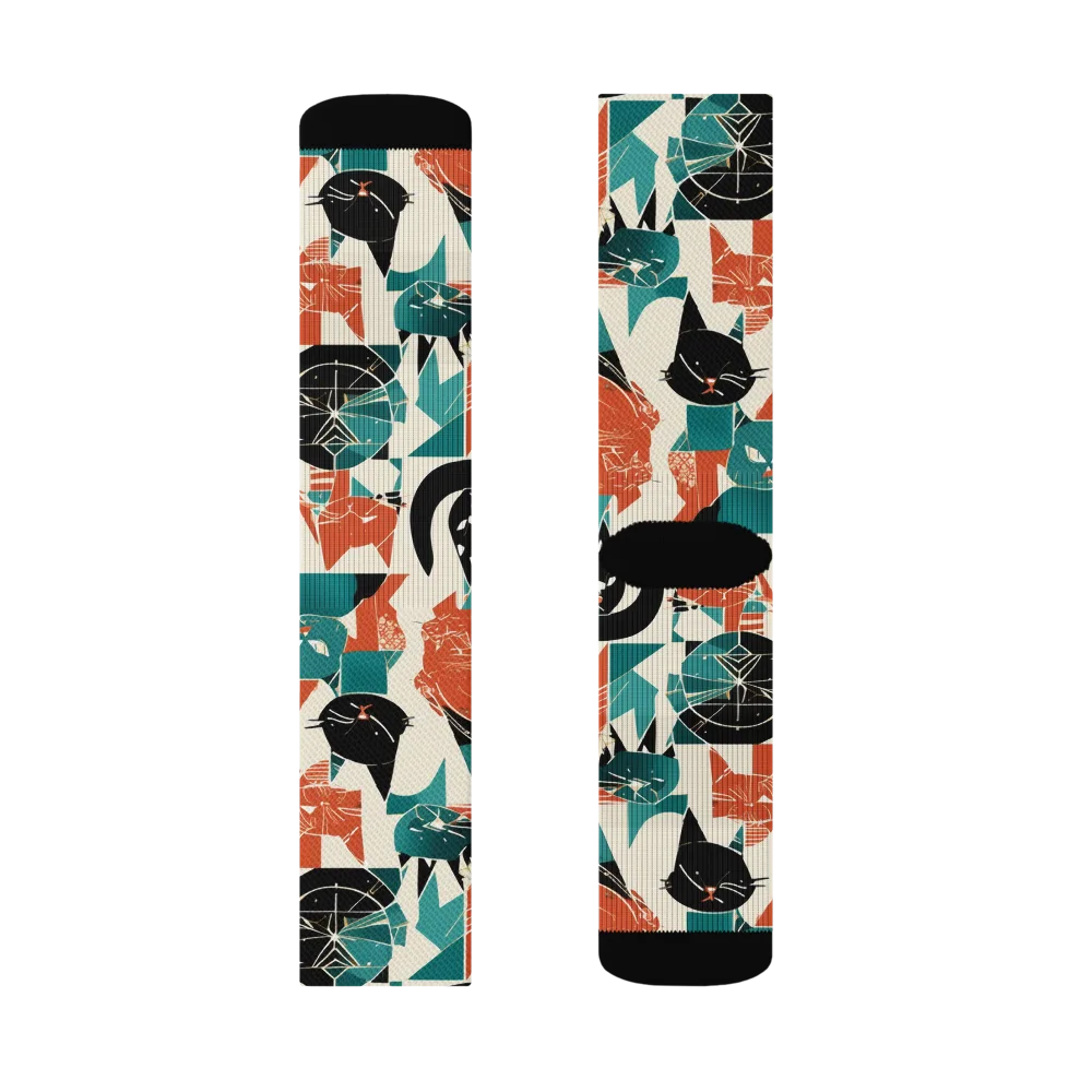 Cathedral Cats on Socks — Left Sock
