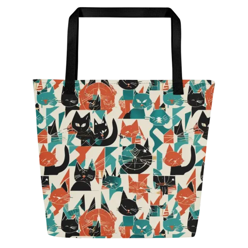 Cathedral Cats on a Large Tote Bag W/ Pocket