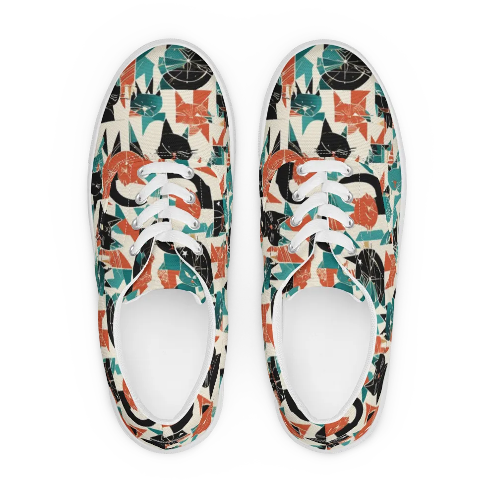 Cathedral Cats on Men's Lace-Up Canvas Shoes — Front