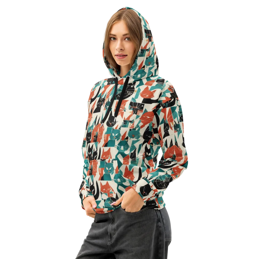 Cathedral Cats on Cotton Hoodie — Left Front