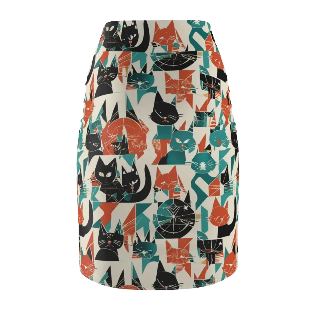 Cathedral Cats on Pencil Skirt — Back