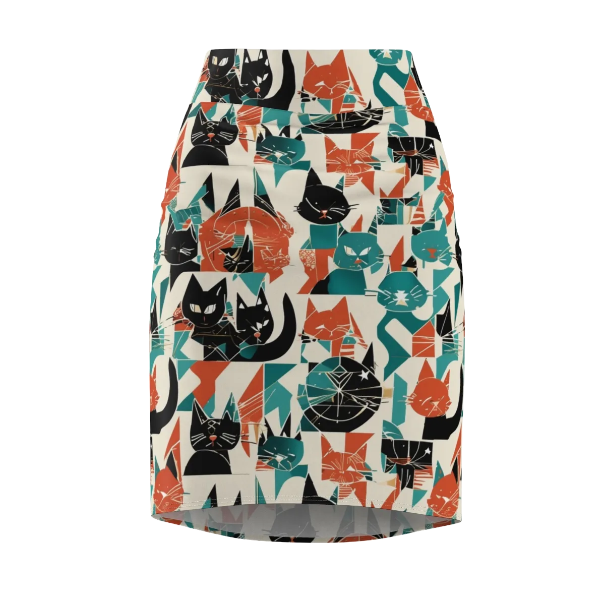 Cathedral Cats on Pencil Skirt — Front