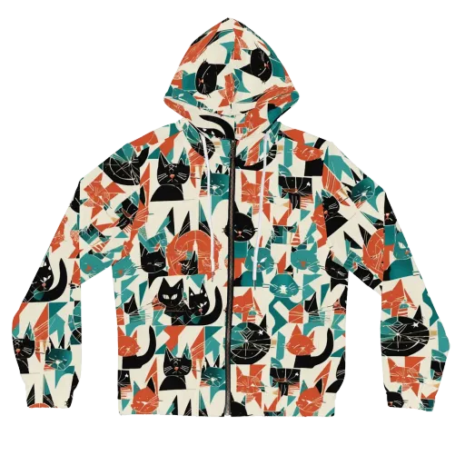 Cathedral Cats on a Women's Full-Zip Hoodie