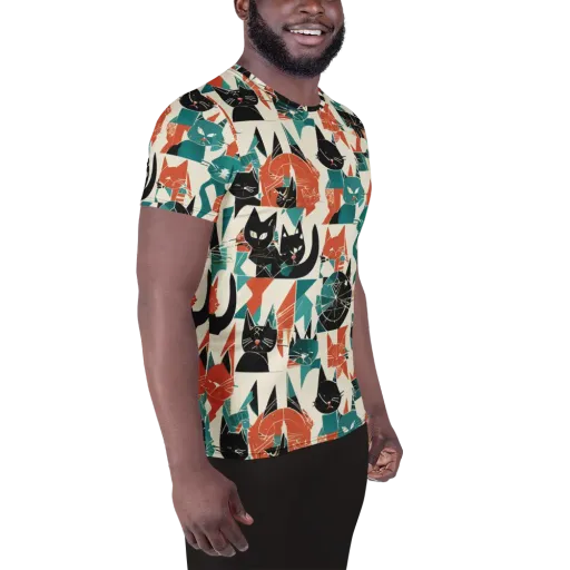 Cathedral Cats on a Men's Athletic T-Shirt