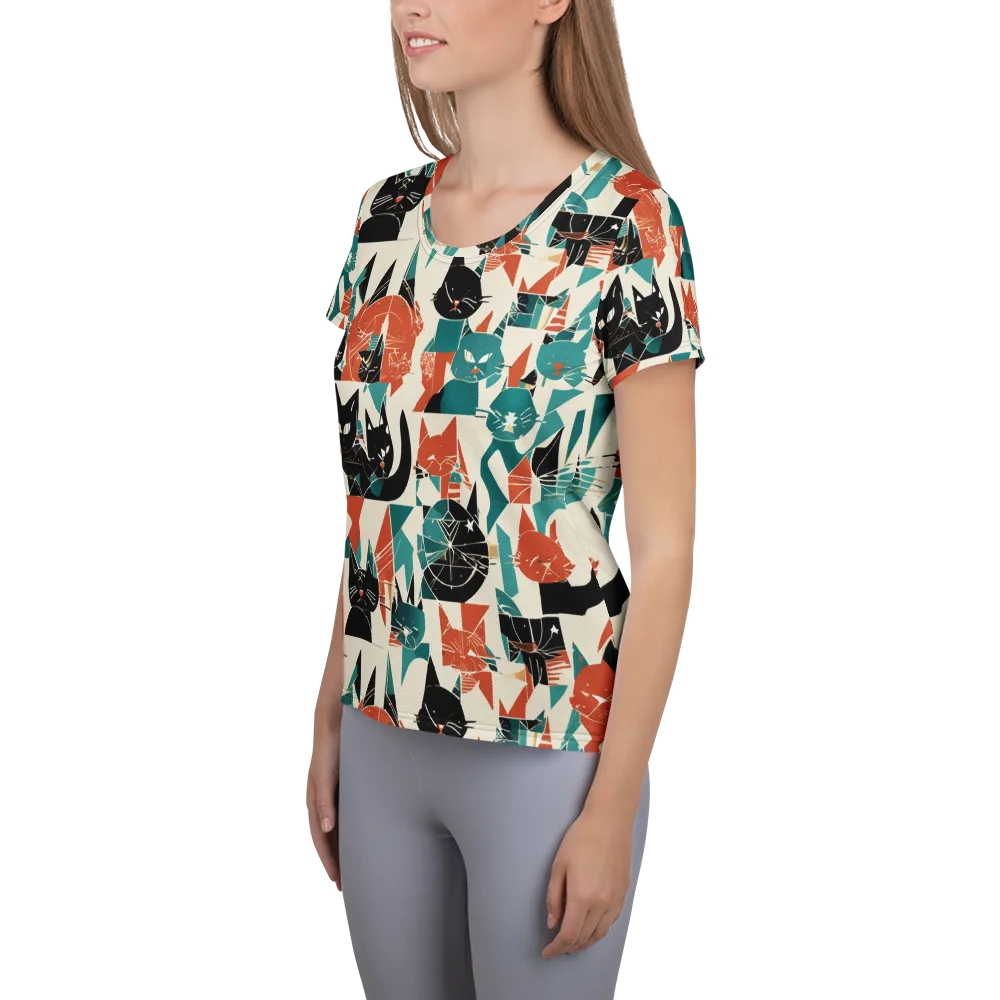 Cathedral Cats on Women's Athletic T-Shirt — Left