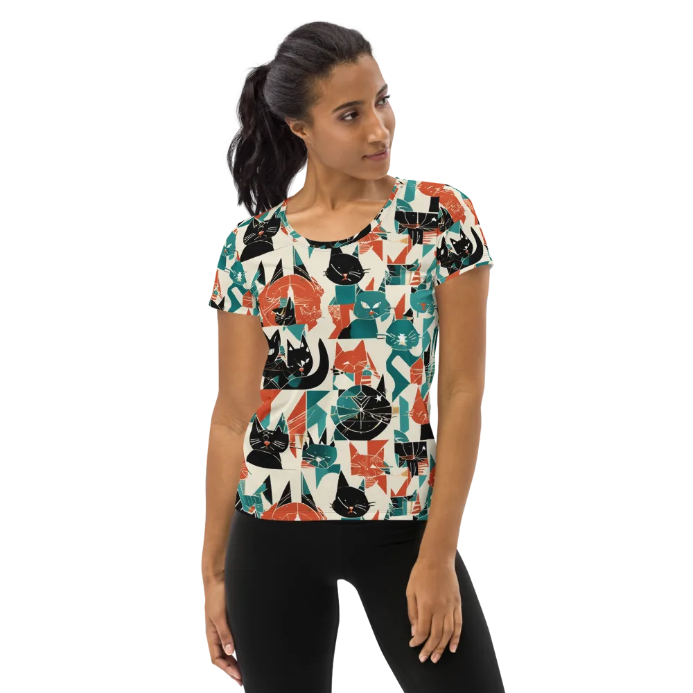 Cathedral Cats on Women's Athletic T-Shirt — Front