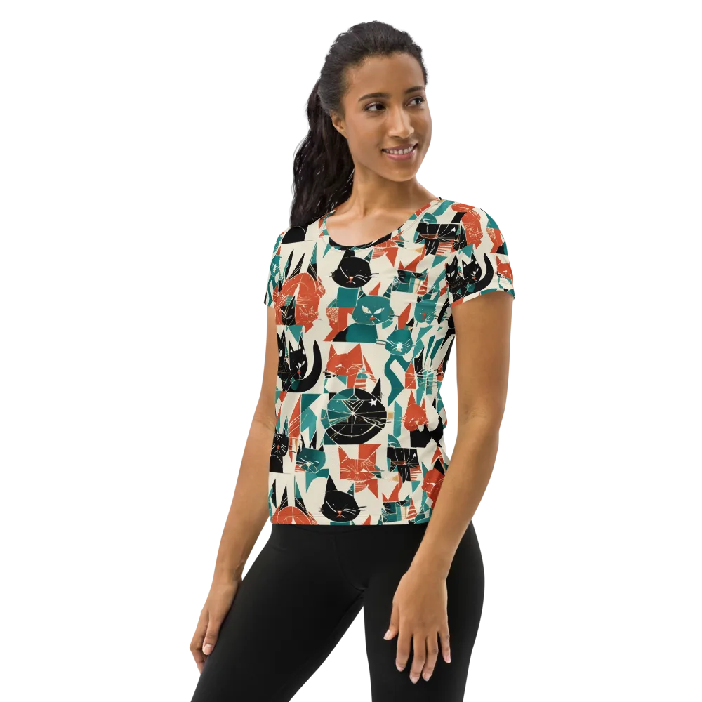 Cathedral Cats on Women's Athletic T-Shirt — Left