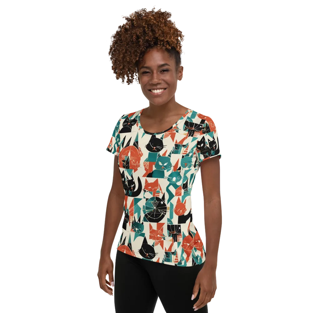 Cathedral Cats on Women's Athletic T-Shirt — Left