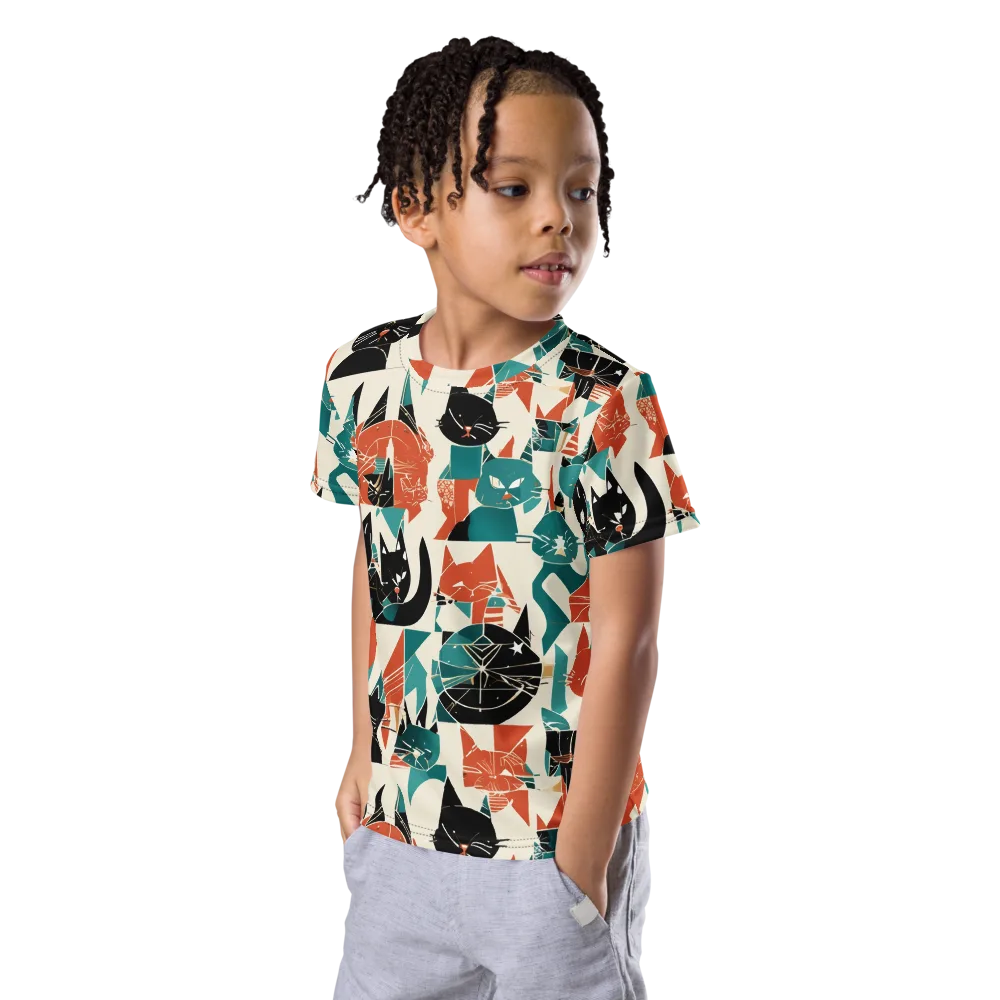 Cathedral Cats on Kids Crew Neck T-Shirt — Left Front
