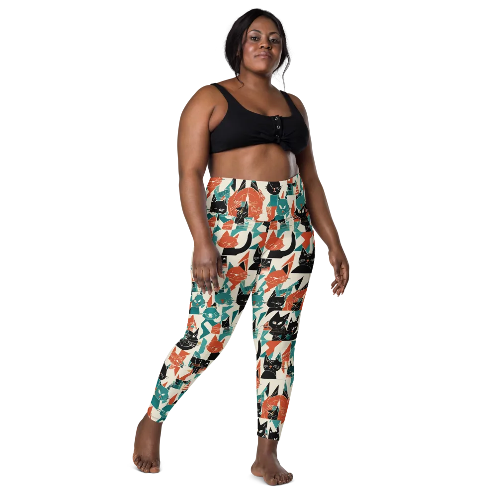 Cathedral Cats on Leggings with Pockets — Front