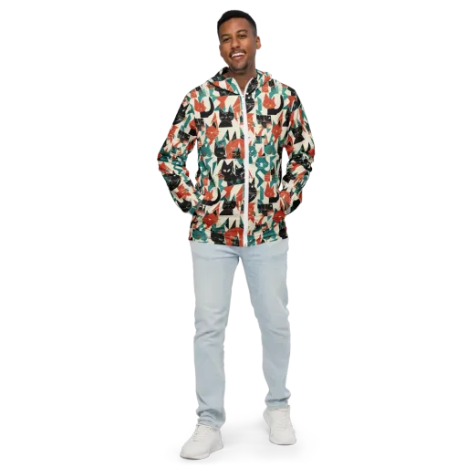 Cathedral Cats on a Men's Windbreaker