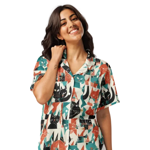 Cathedral Cats on a Women's Short Sleeve Pajama Top