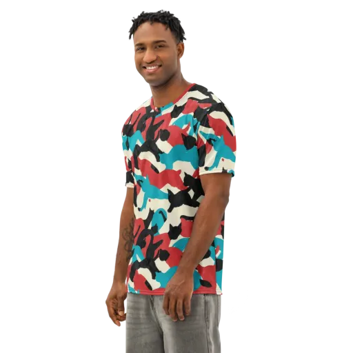 Chromatic Catwalk on a Men's Cotton Crew Neck T-Shirt