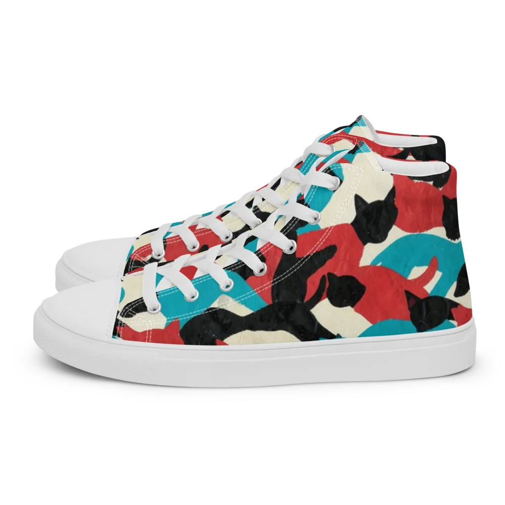 Chromatic Catwalk on Men's High Top Canvas Shoes — Left