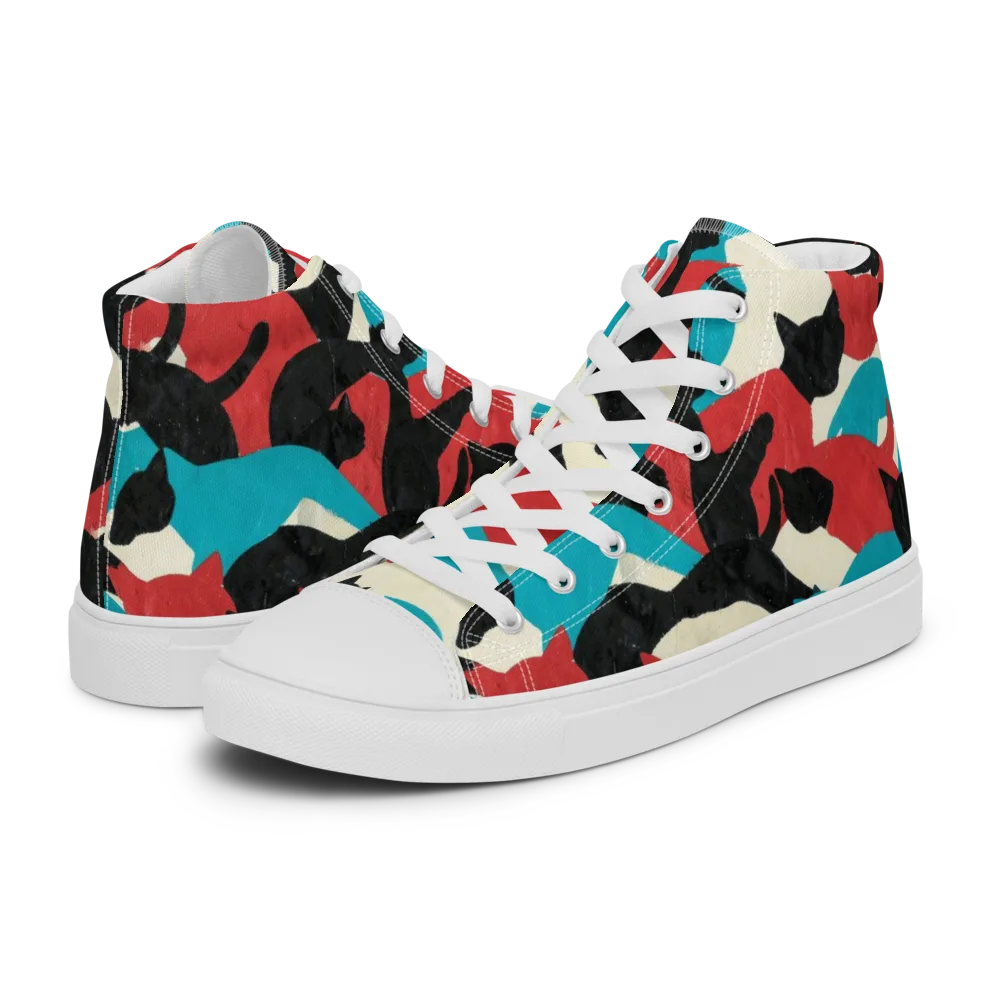 Chromatic Catwalk on Men's High Top Canvas Shoes — Left