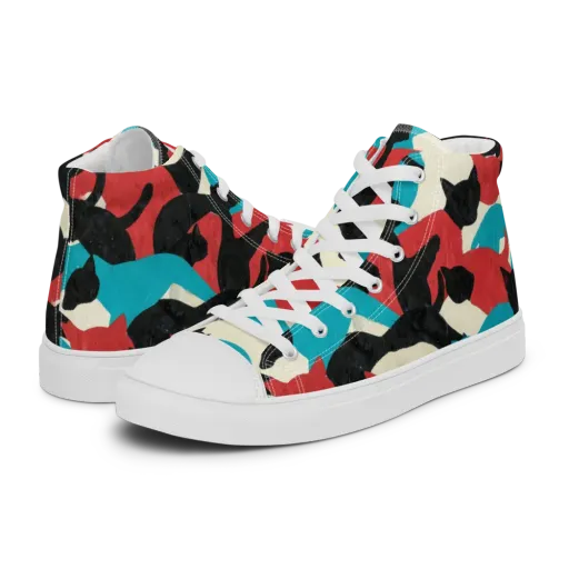 Chromatic Catwalk on a Men's High Top Canvas Shoes