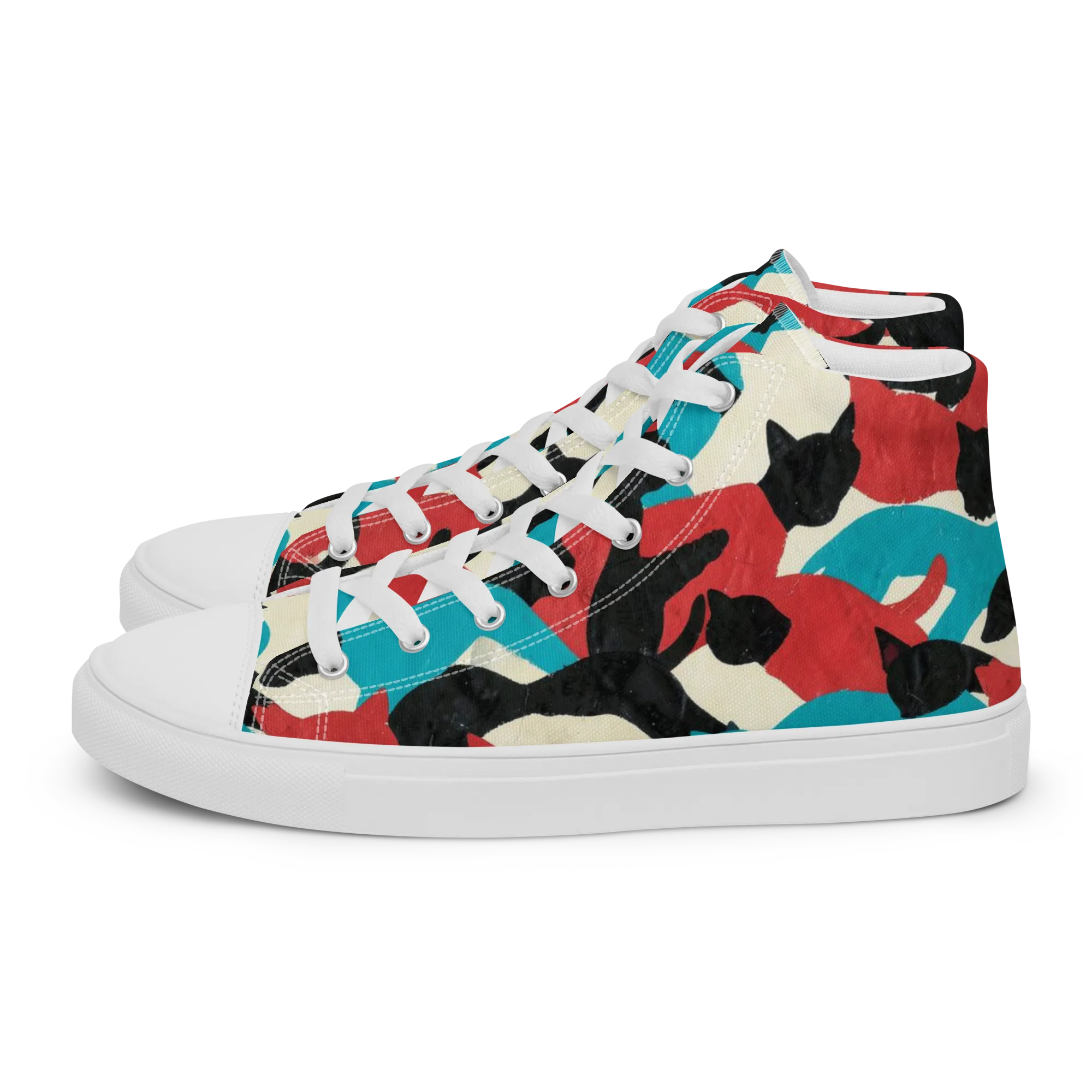 Chromatic Catwalk on Women's High Top Canvas Shoes — Left