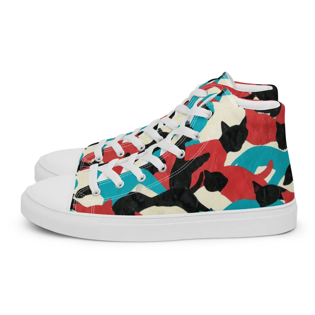 Chromatic Catwalk on Women's High Top Canvas Shoes — Left