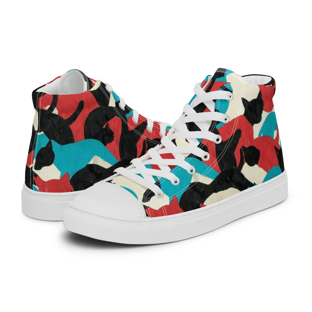 Chromatic Catwalk on Women's High Top Canvas Shoes — Left