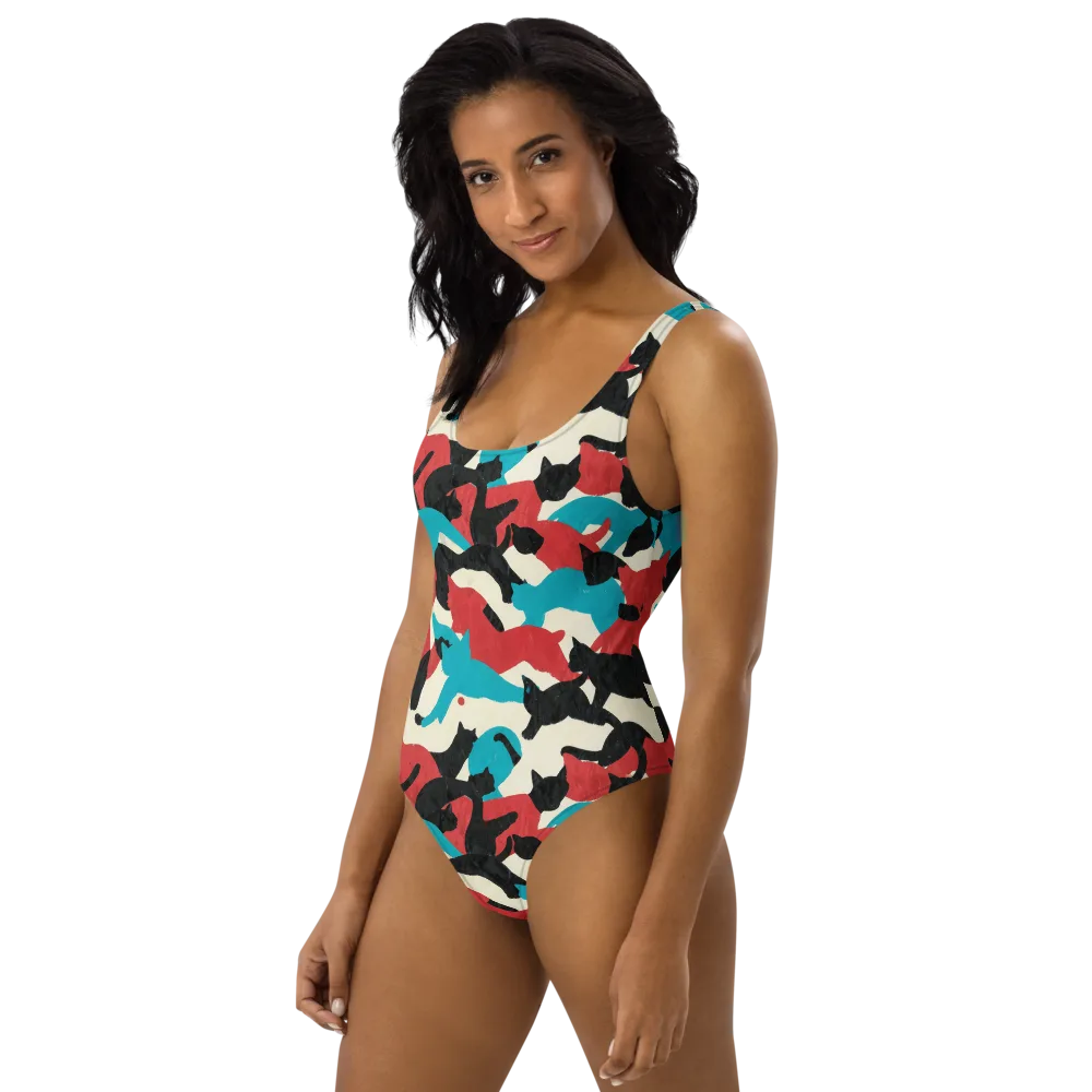 Chromatic Catwalk on One-Piece Swimsuit — Left