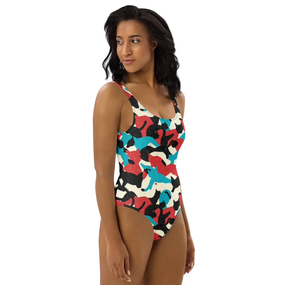 Chromatic Catwalk on One-Piece Swimsuit — Right