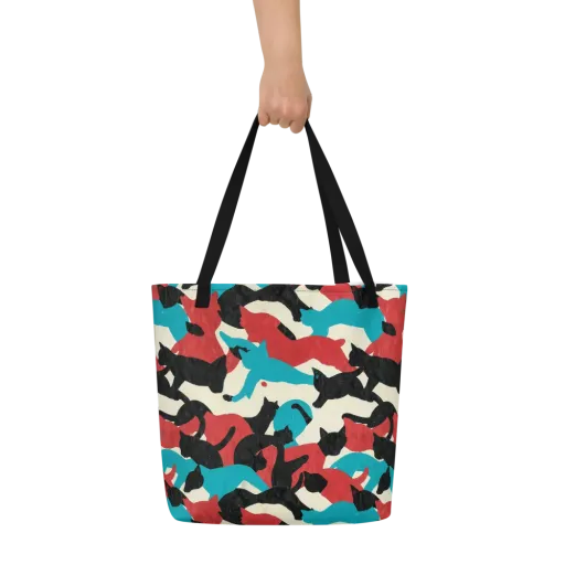 Chromatic Catwalk on a Large Tote Bag W/ Pocket