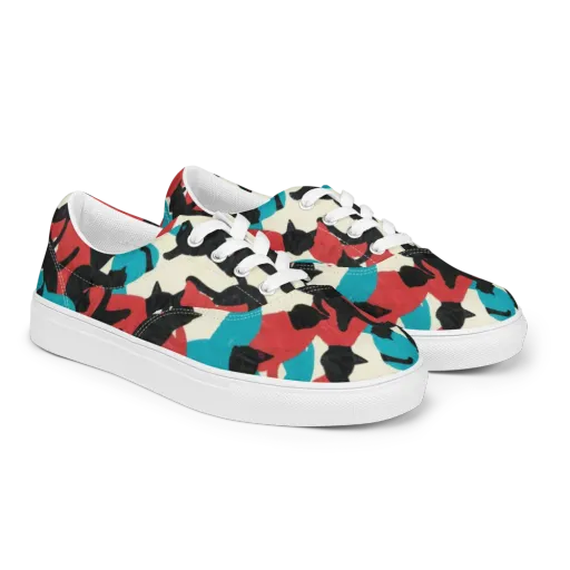 Chromatic Catwalk on a Men's Lace-Up Canvas Shoes