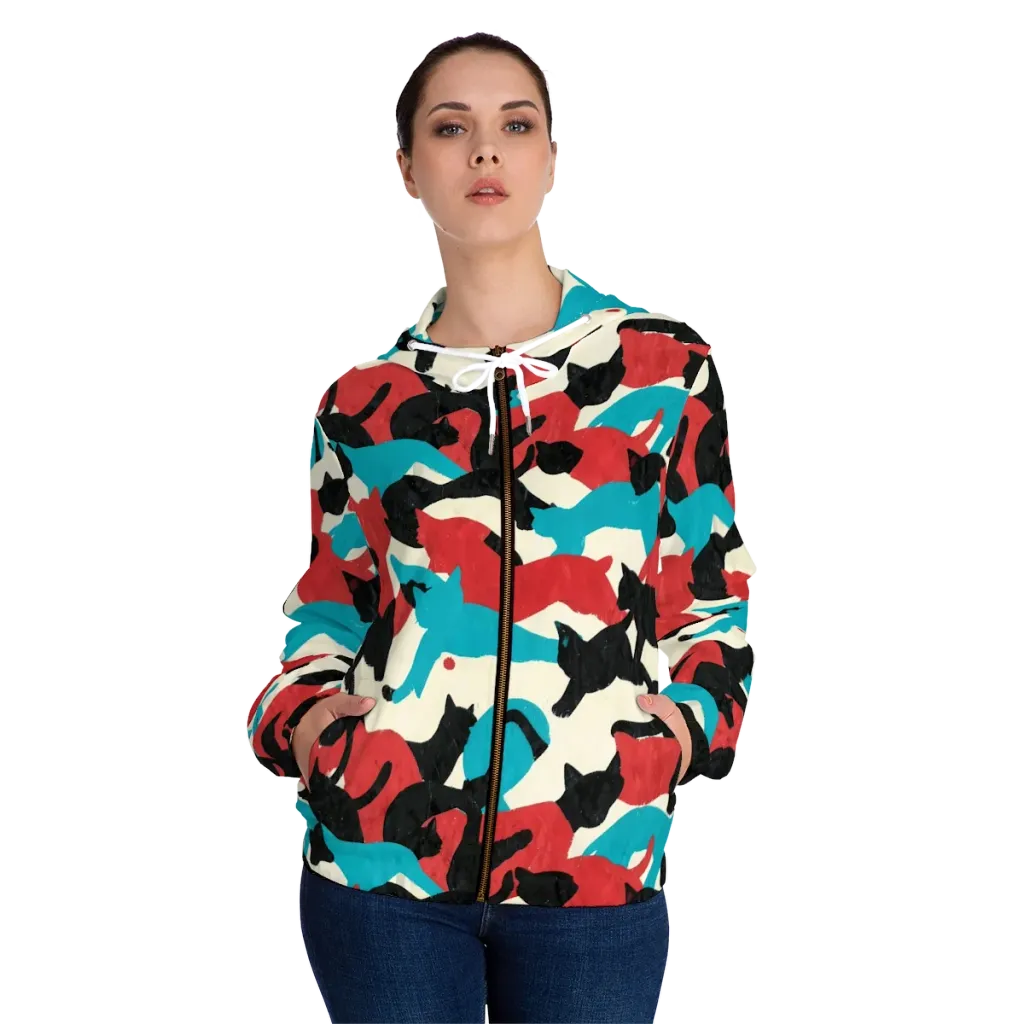 Chromatic Catwalk on Women's Full-Zip Hoodie — Front On Person