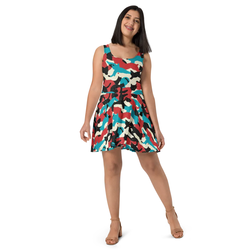 Chromatic Catwalk on Skater Dress — Front