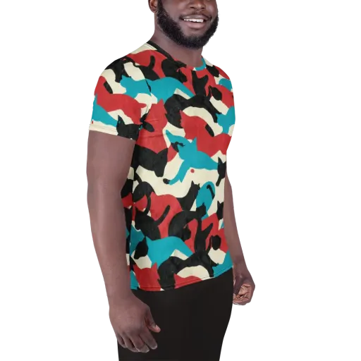 Chromatic Catwalk on a Men's Athletic T-Shirt