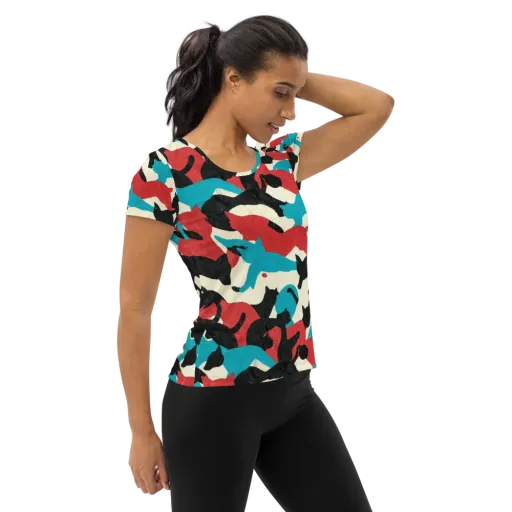 Chromatic Catwalk on a Women's Athletic T-Shirt