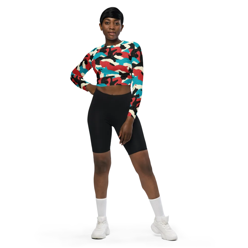 Chromatic Catwalk on Long Sleeve Crop Top — Front