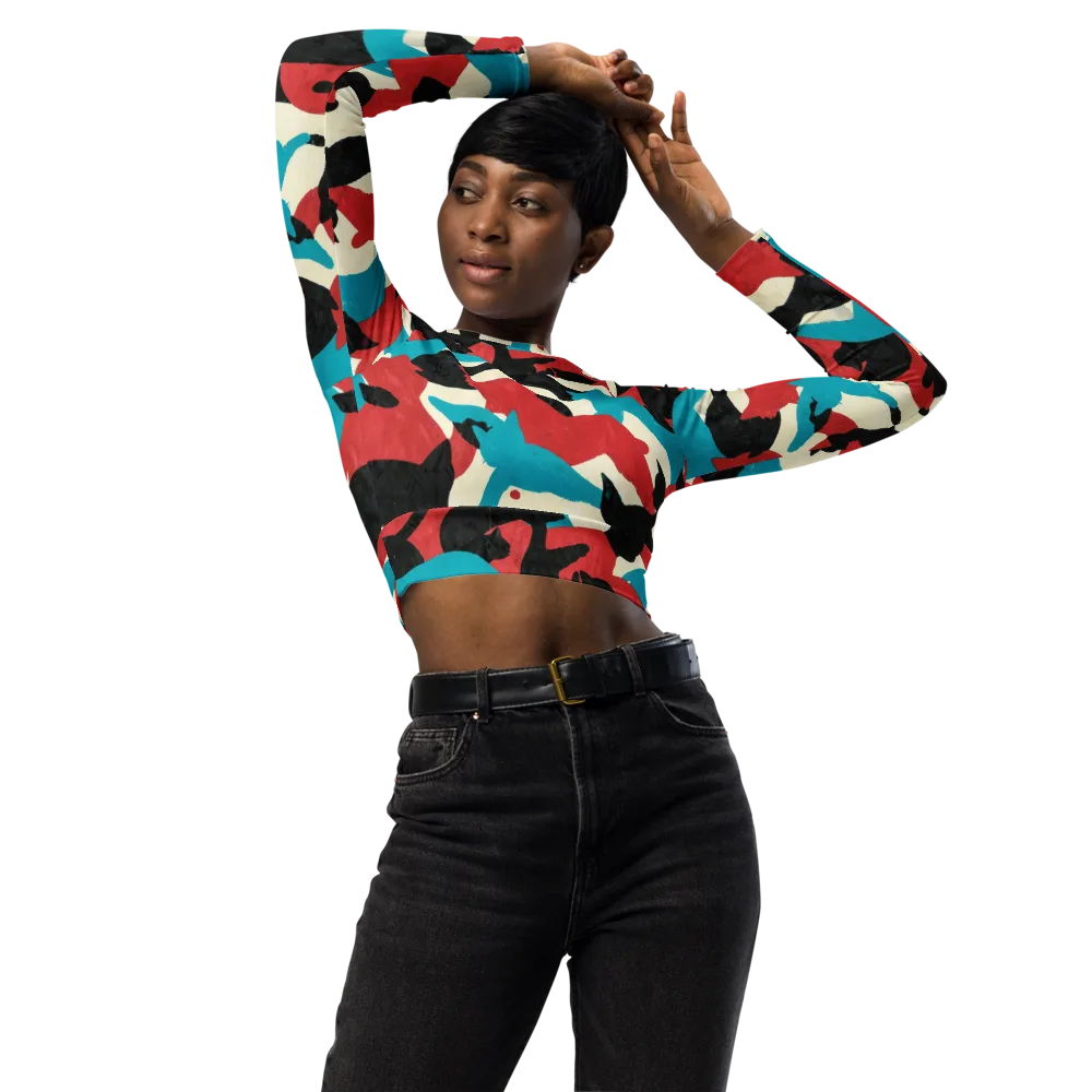 Chromatic Catwalk on Long Sleeve Crop Top — Front