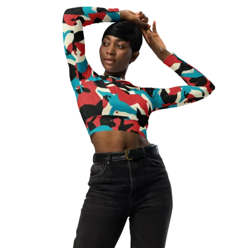 Chromatic Catwalk on a Long Sleeve Crop Top