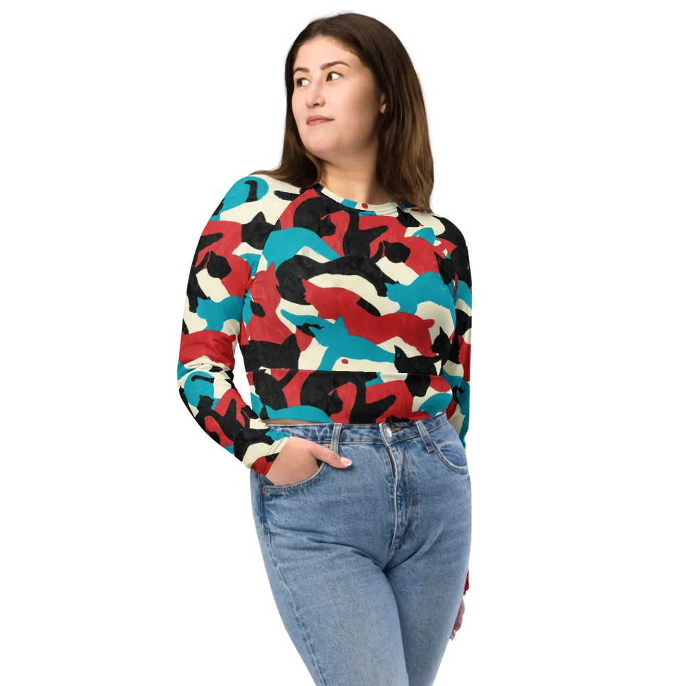 Chromatic Catwalk on Long Sleeve Crop Top — Front
