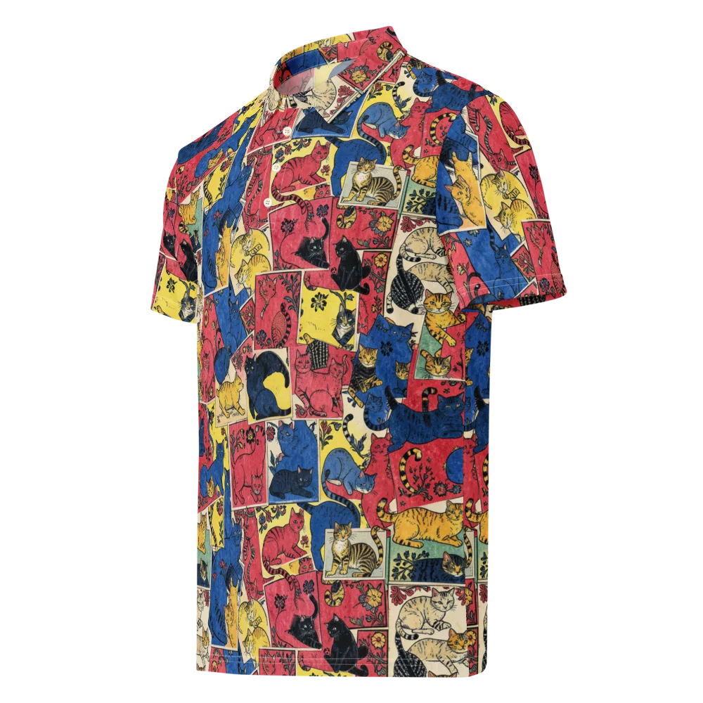 Midnight Cat Almanac on Men's Slim Fit Polo Shirt — Left Front