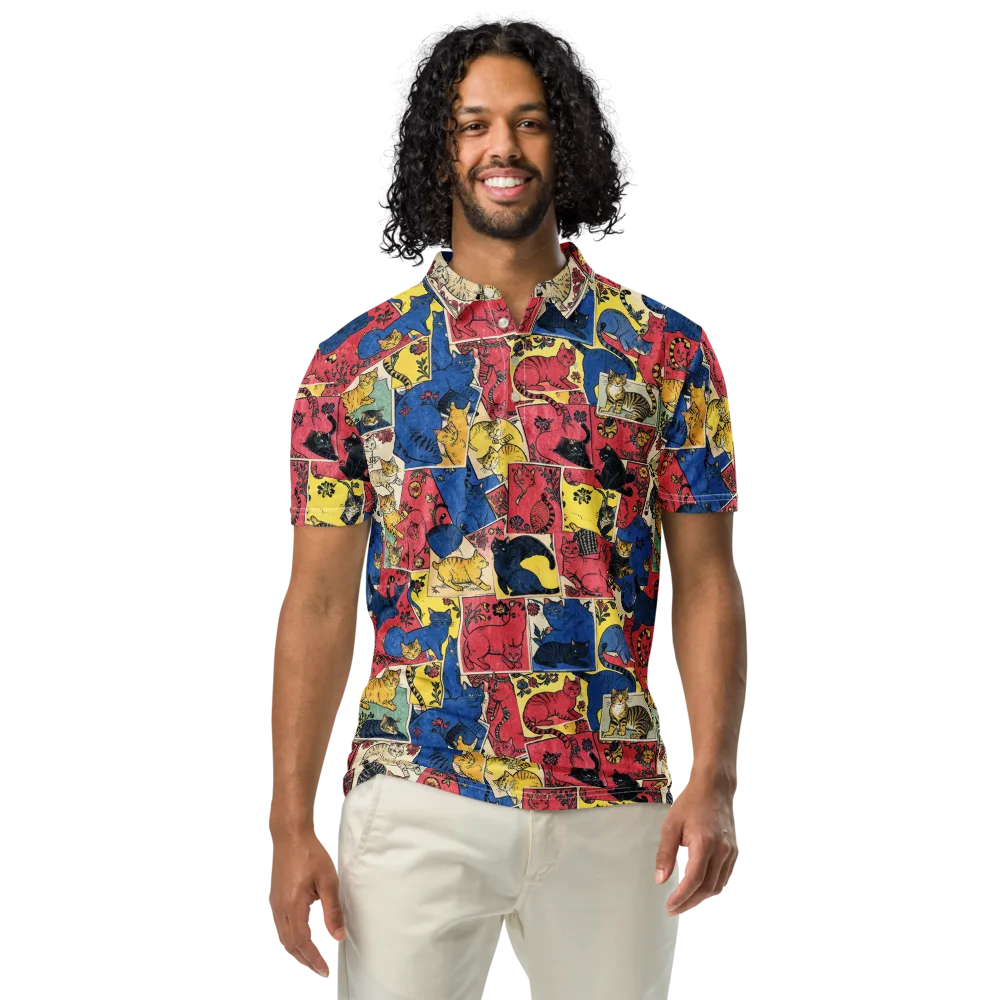 Midnight Cat Almanac on Men's Slim Fit Polo Shirt — Front