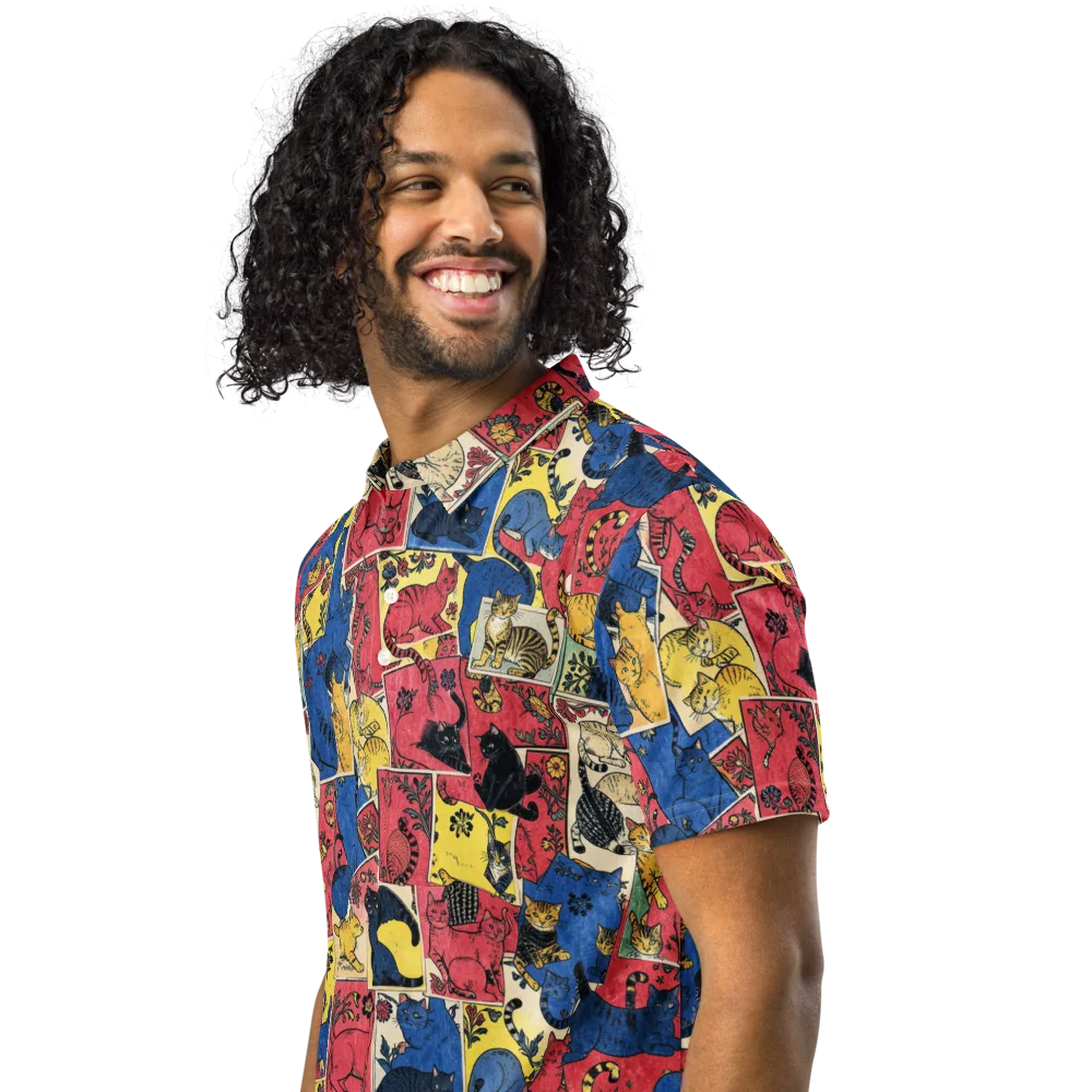 Midnight Cat Almanac on Men's Slim Fit Polo Shirt — Left Front