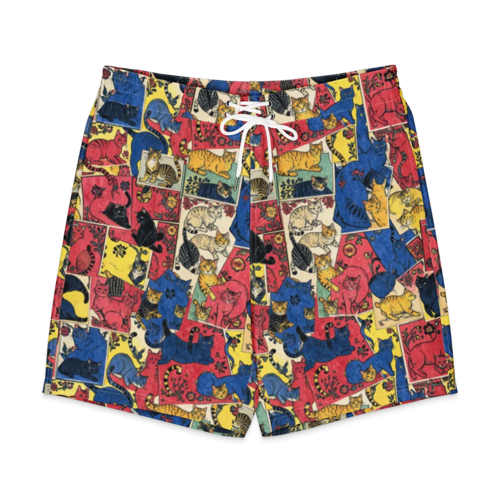 Midnight Cat Almanac on Men's Board Shorts — Front