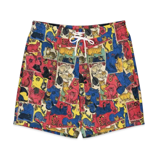 Midnight Cat Almanac on a Men's Board Shorts