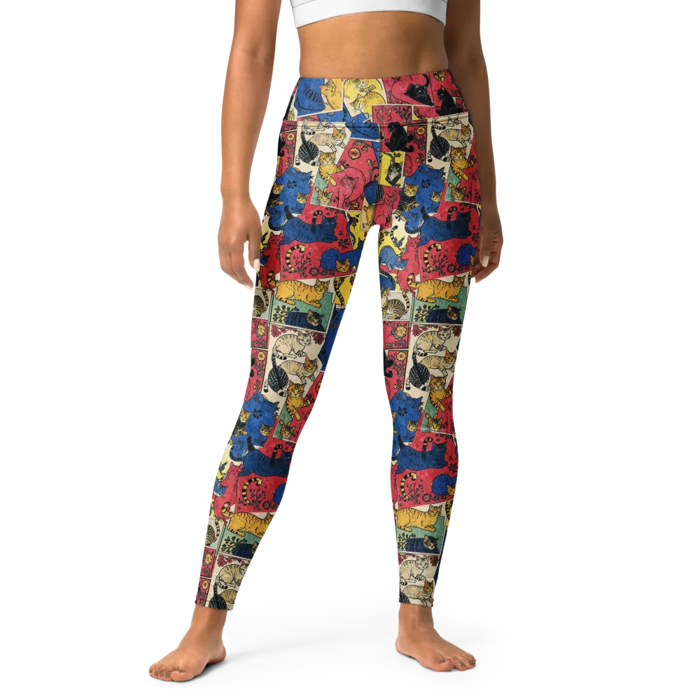 Midnight Cat Almanac on Yoga Leggings — Front