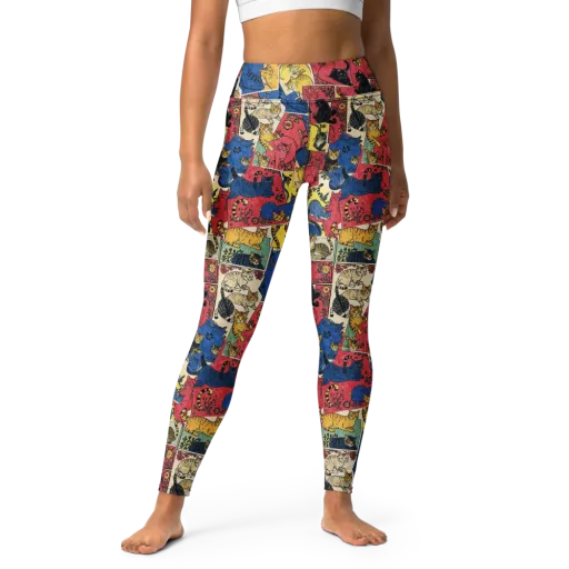 Midnight Cat Almanac on a Yoga Leggings
