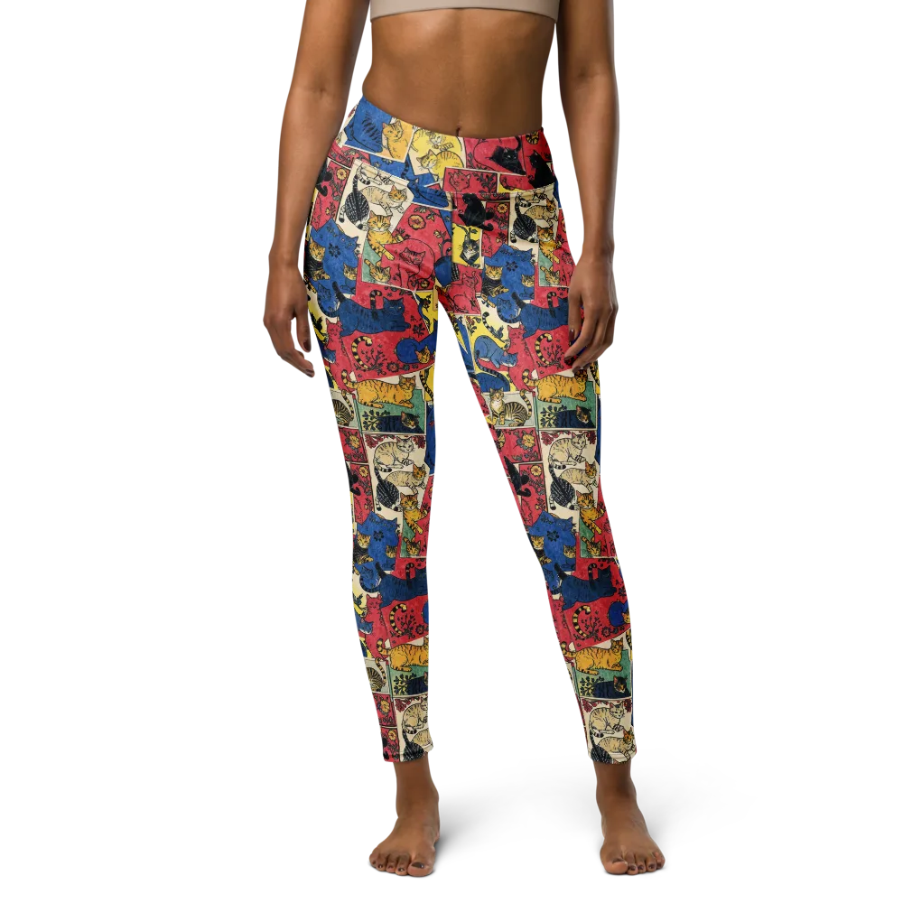 Midnight Cat Almanac on Yoga Leggings — Front