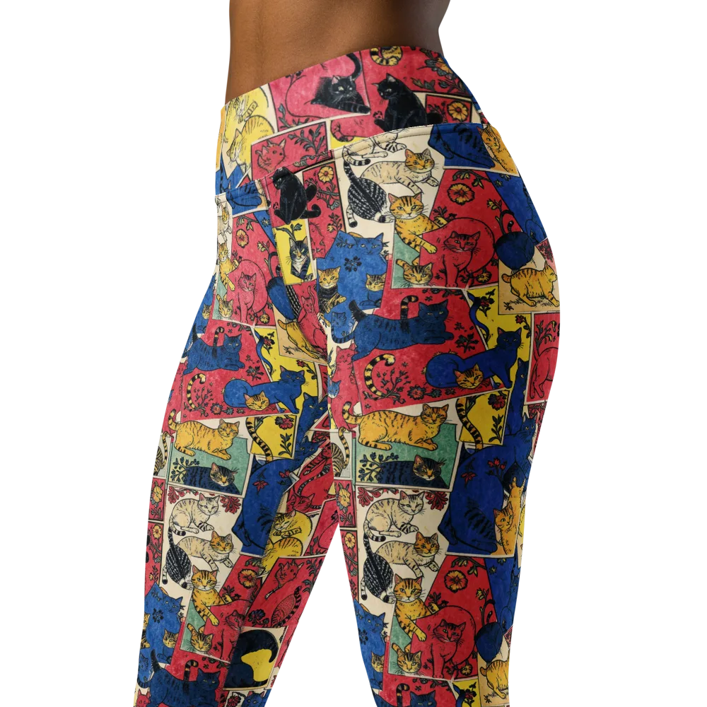 Midnight Cat Almanac on Yoga Leggings — Left Front