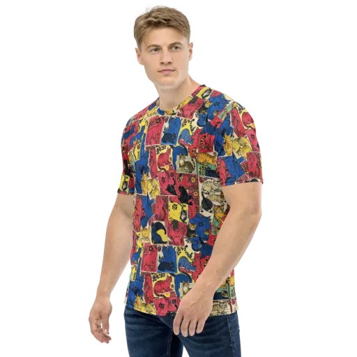 Midnight Cat Almanac on a Men's Crew Neck T-Shirt