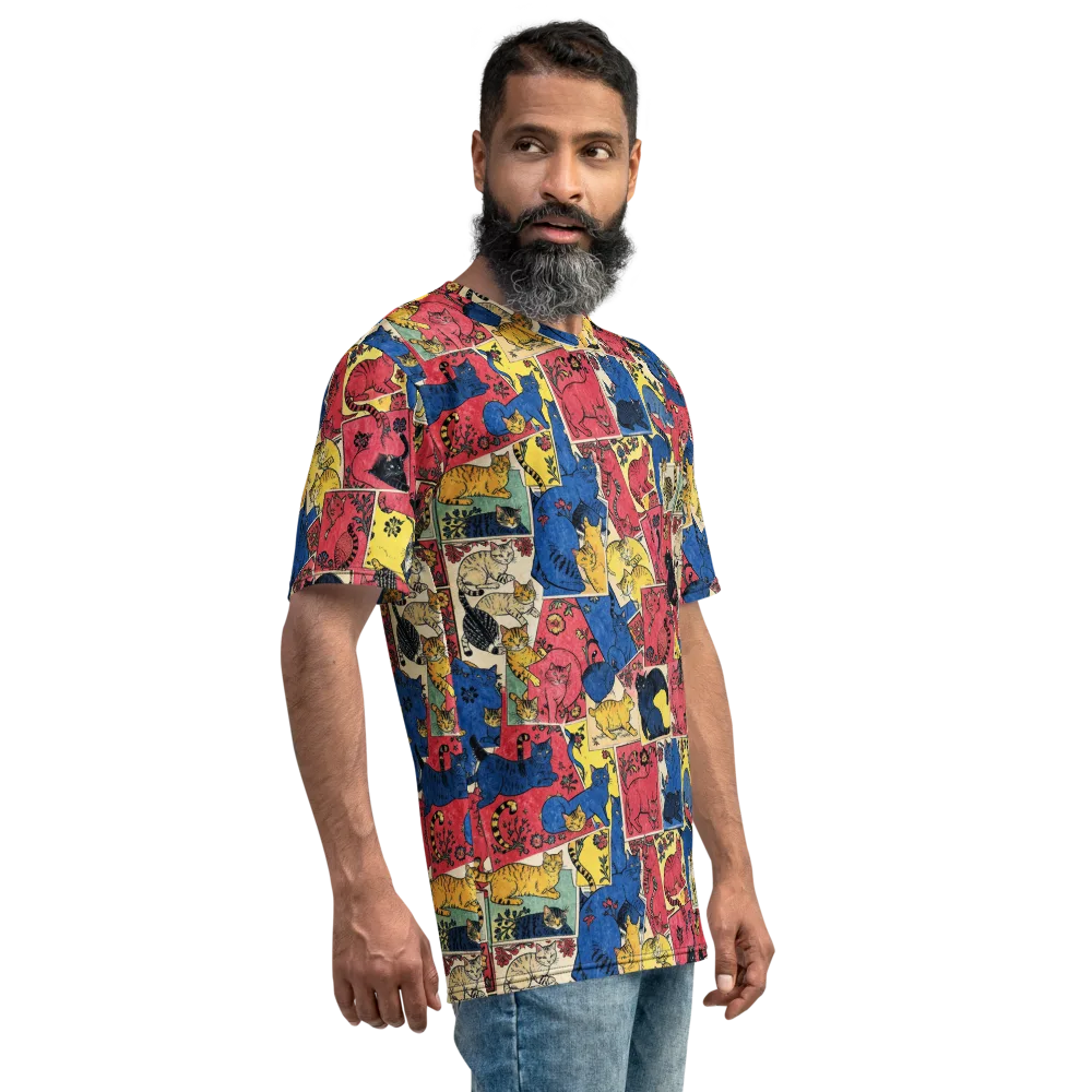 Midnight Cat Almanac on Men's Crew Neck T-Shirt — Right