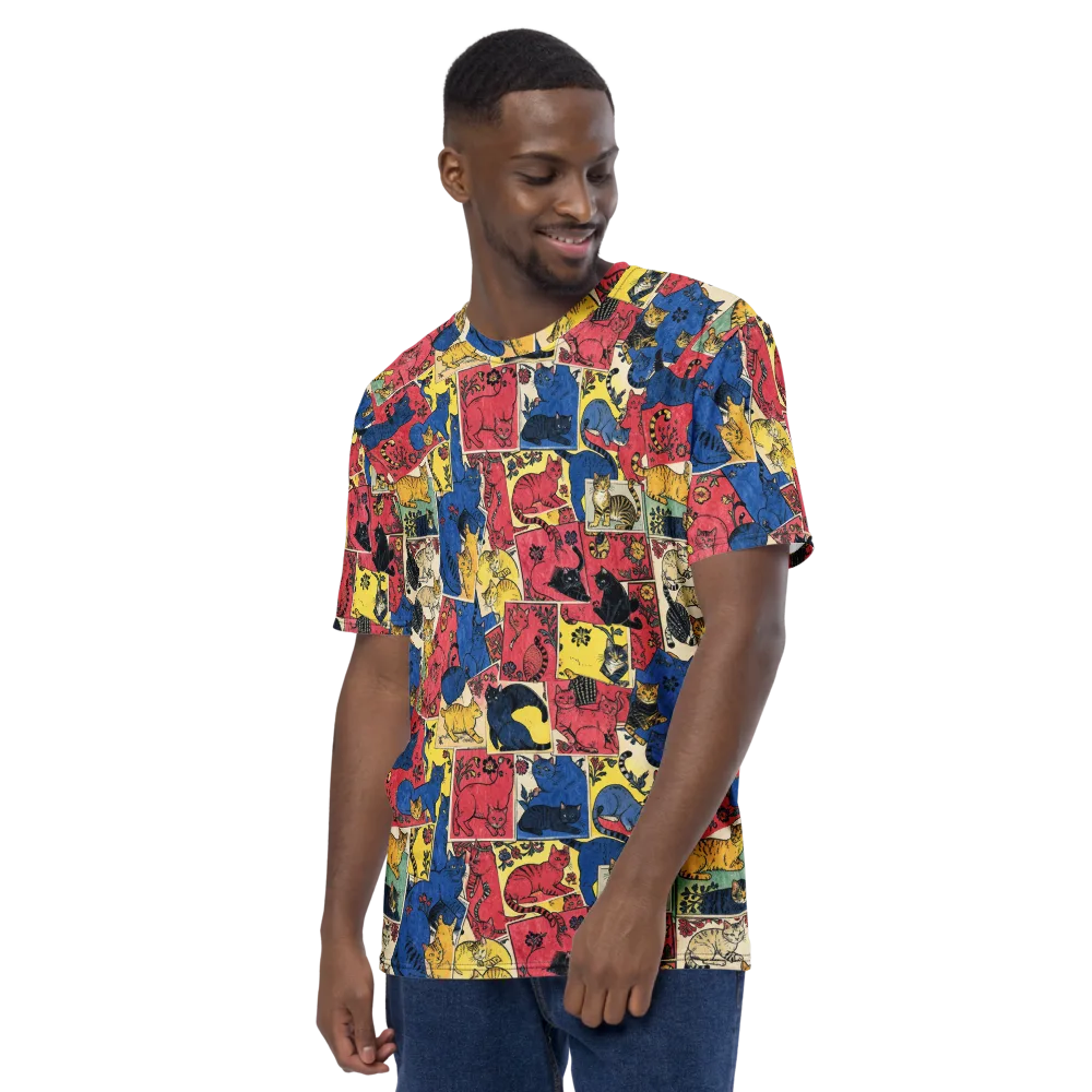 Midnight Cat Almanac on Men's Crew Neck T-Shirt — Left