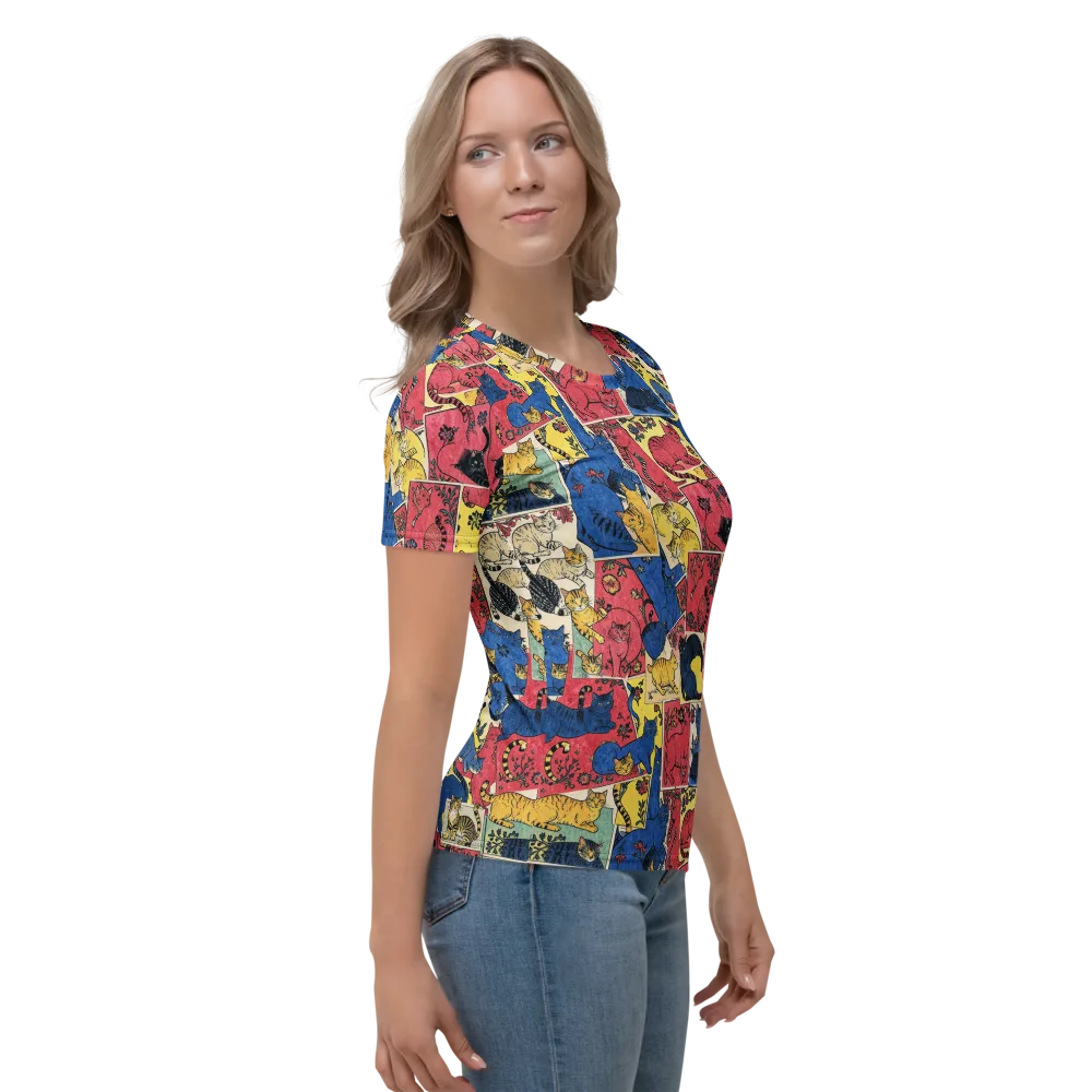 Midnight Cat Almanac on Women's Crew Neck T-Shirt — Right