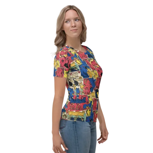 Midnight Cat Almanac on a Women's Crew Neck T-Shirt