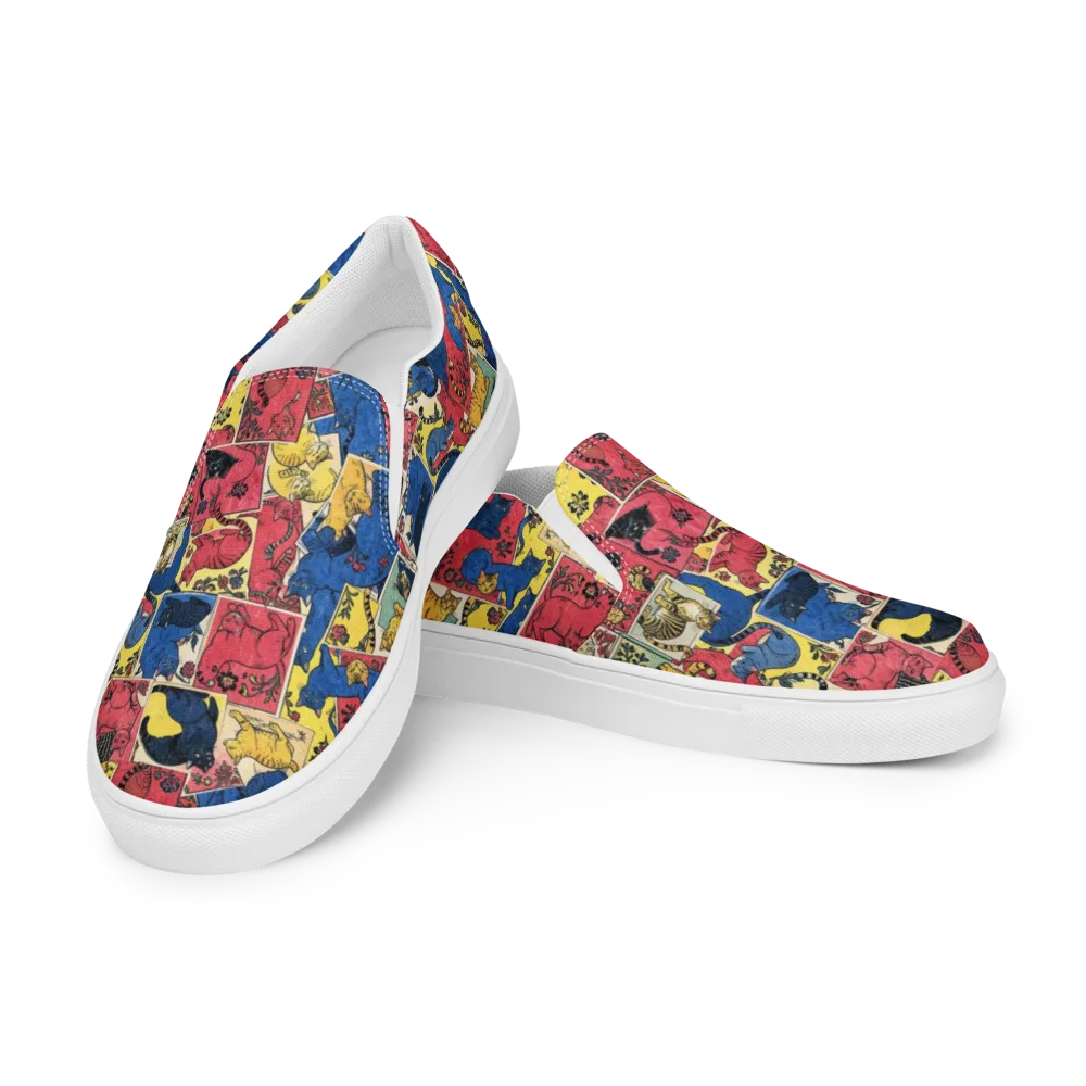 Midnight Cat Almanac on Men's Slip-On Canvas Shoes — Left Front